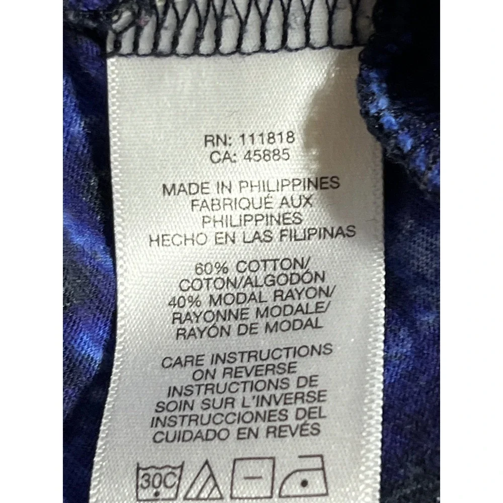 Michael Kors Womens XL Blue Black Leopard Animal Print Long Sleeve Crew Neck Top